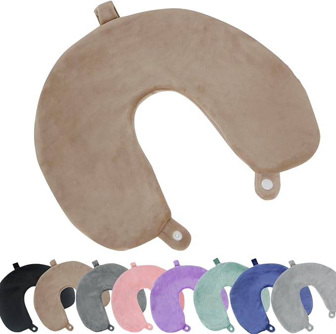 Travel Neck Pillow Cover, Neck Pillow Case, Pure, Soft and Smooh, Airplane Pillow Replacementt Cover Washable (Only Pillow Covers, no Filler)