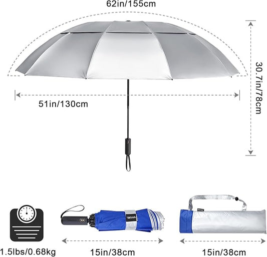 G4Free 42/46/54/62 Inch Large Golf Umbrella Compact Reverse Travel Umbrella 10 Ribs Windproof for Rain Double Canopy Automatic Open Close