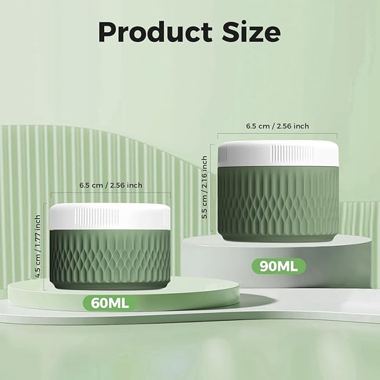 Travel Containers for Toiletries, Silicone Cream Jars BPA Free, TSA Approved 2oz Travel Size Containers, Leak-proof Travel Essentials with Lid for Cosmetic Face Hand Body Glitters