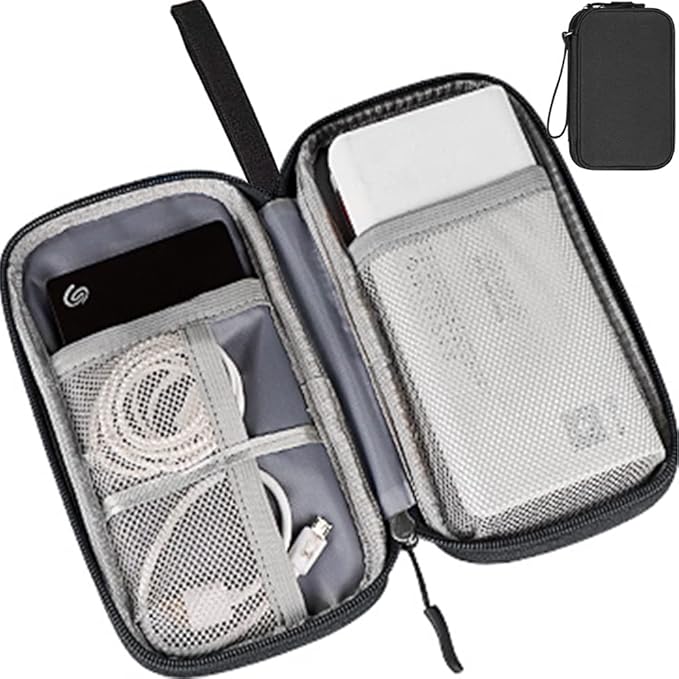 Electronics Accessories Bag / Electronic Organizer Case, Durable Small Electronics Accessories Storage Bag for Various USB, Cables, Hard Drive, Phone, Cords and Power Travel Gadget Carry Bag, Black
