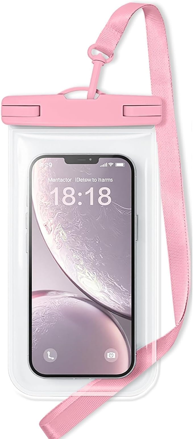 1/2 Pack Waterproof Phone Pouch Compatible with iPhone 17 16 15 Pro Max & Galaxy S24+/S23 7in Waterproof Phone Case, IPX8 Beach Travel Must Haves, Beach Essentials, Peach Pink, 1 Pack