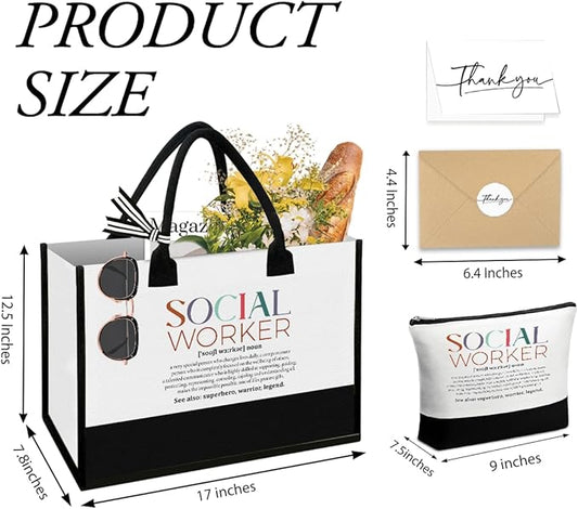 Linen Tote Cosmetic Bag Set Thank You Appreciation Mother's Day Birthday Gifts for Women