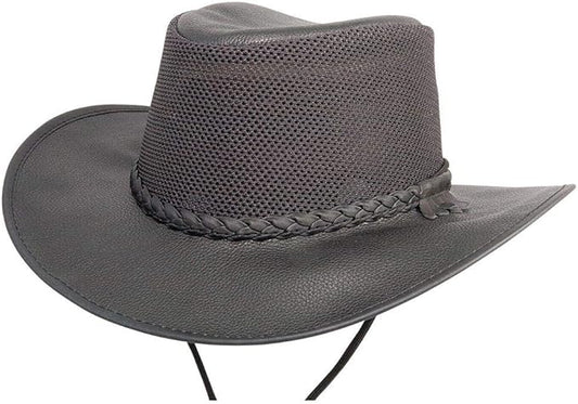 American Hat Makers Breeze Leather & Mesh Sun Hat | Wide Brim, UPF50, Breathable & Adjustable | Perfect for Outdoors
