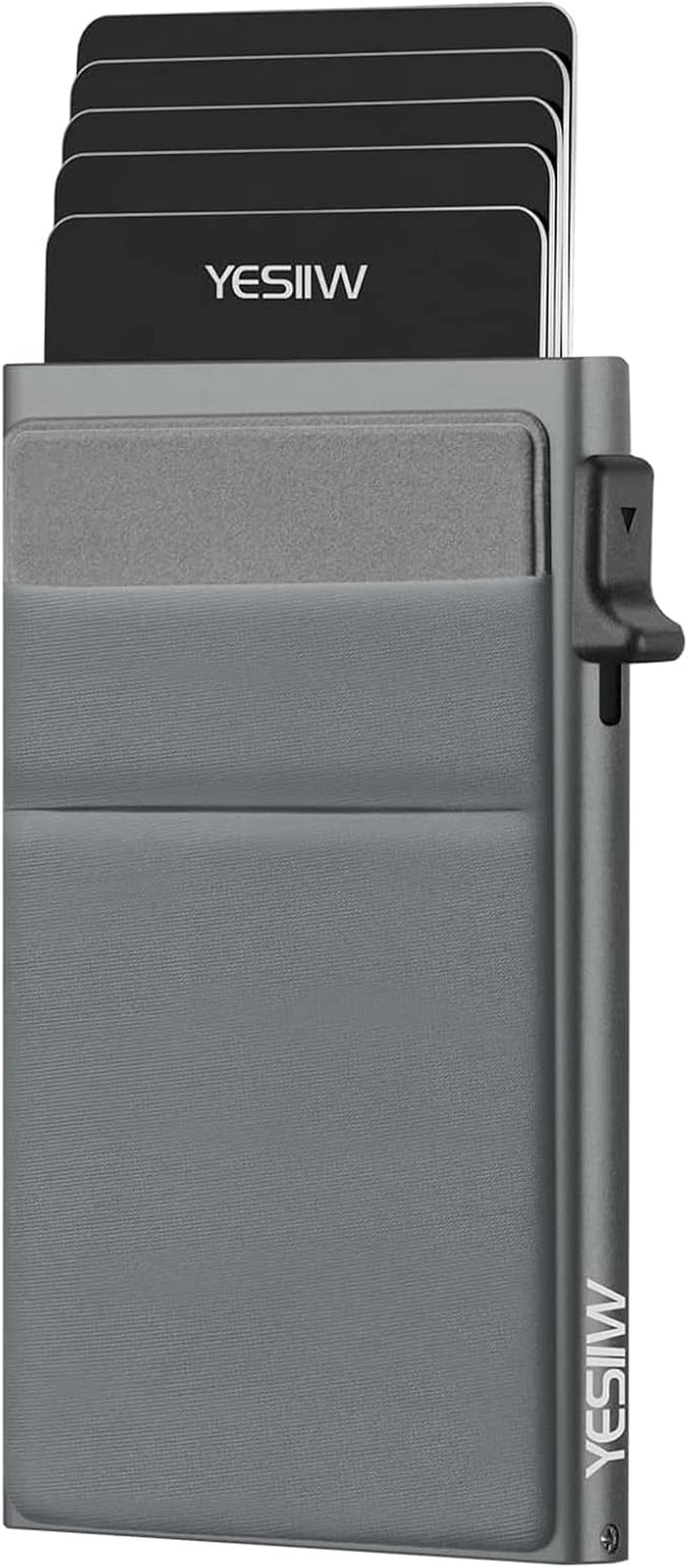 YESIIW Credit Card Holder Wallet for Men RFID Blocking Slim Minimalist Metal Wallet with Money Pocket Contactless Card Protector