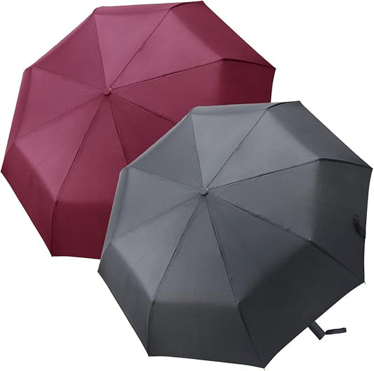 PFFY 2 Packs Travel Umbrella Windproof Auto Open & Close Collapsible Folding Small Compact Backpack Car travel Essentials Purse Umbrellas for Rain