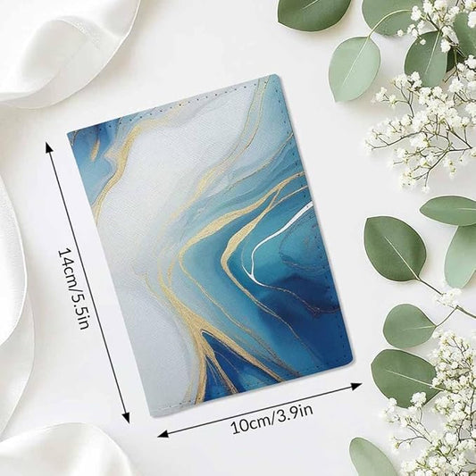 Marble Passport Holder for Travel Luxury Abstract Fluid Art Painting PU Leather Passport Cover Wallet Cute Passport Card Holder for Women and Men