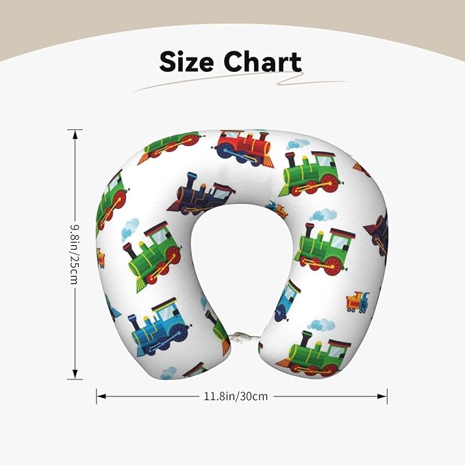 Funny Neck Pillow Support for Car Flight Rest Train Pattern Cartoon, Memory Foam U Shaped Decor Head Cushion for Home Outdoors Travel