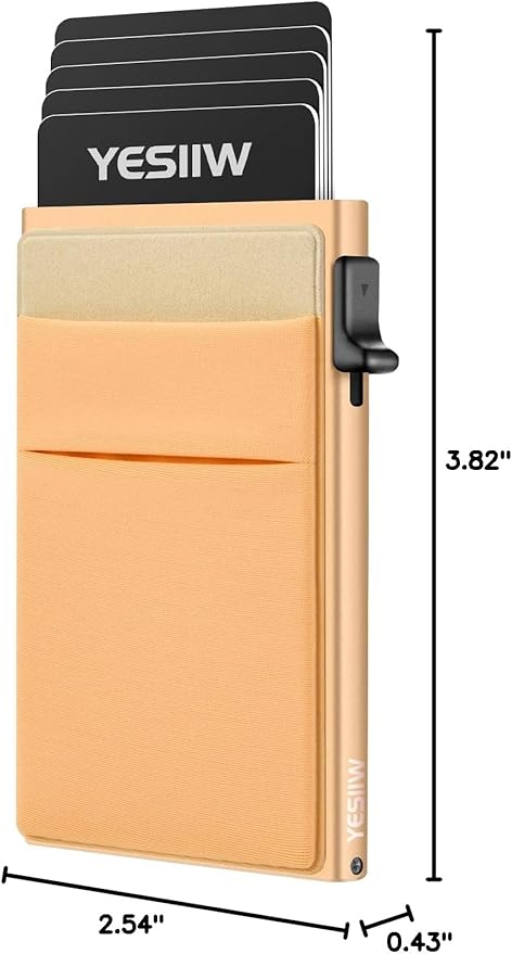 YESIIW Credit Card Holder Wallet for Men RFID Blocking Slim Minimalist Metal Wallet with Money Pocket Contactless Card Protector