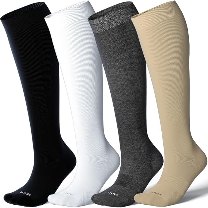 LEVSOX Viscose Made from Bamboo Compression Socks for Pregnant Women 20-30 mmHg Knee High Cute Mens Supports Socks for Travel