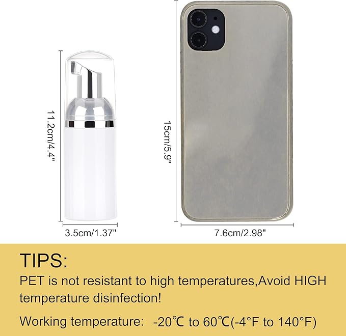 8 Pcs 1oz 30ml Plastic Foamer Pump Bottle Foam Dispenser Bottles Mini Liquid Foaming Bottles for Refillable Travel Hand Soap Foaming,Shampoo,Castile,Cleaning (Sliver+White)