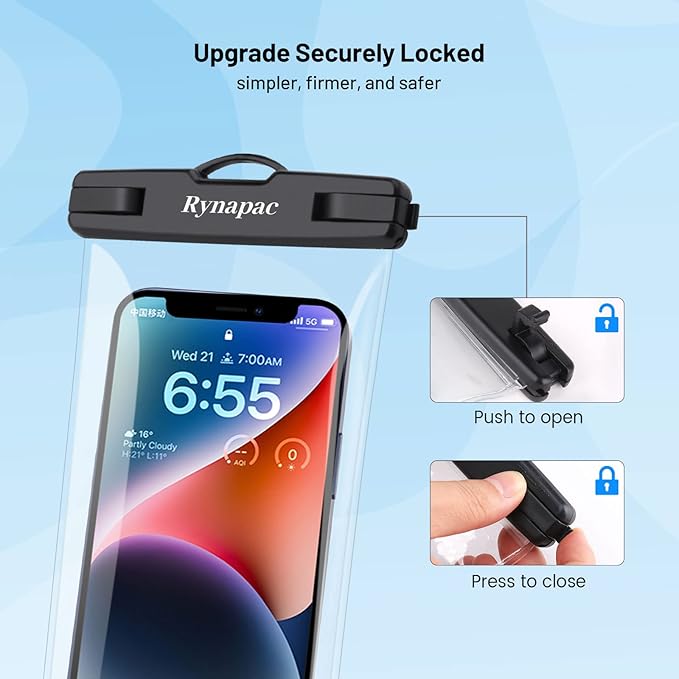 Waterproof Phone Pouch Bag - 8.5in Water Proof Cell Phone Case for Beach Travel Must Haves, Waterproof Phone Holder with Lanyard for iPhone 16 15 Pro Max Galaxy S24 S23 Ultra Pixel,Cruise Essentials