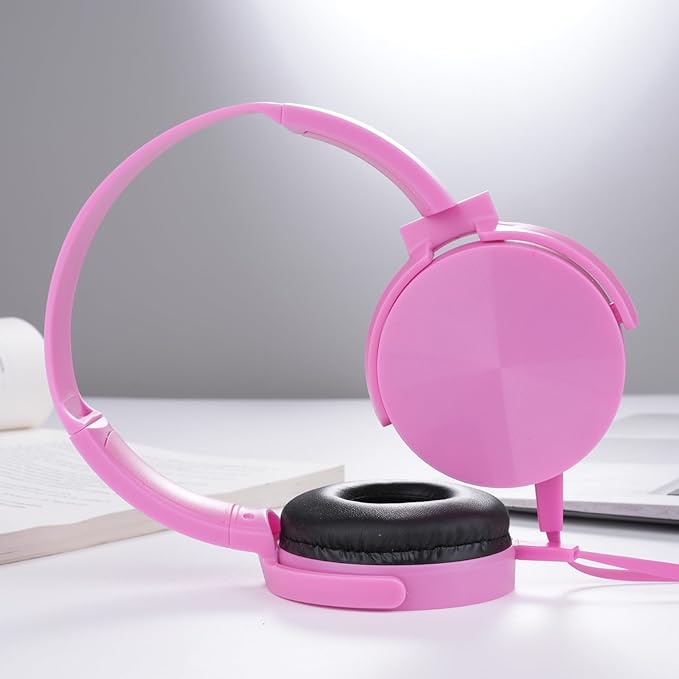 2 Pack Classroom Headphones for School Students Kids, Durable Class Set Wired Earphones for Children Toddler Teens Boys Girls and Adult(LS450, Pink+Yellow)
