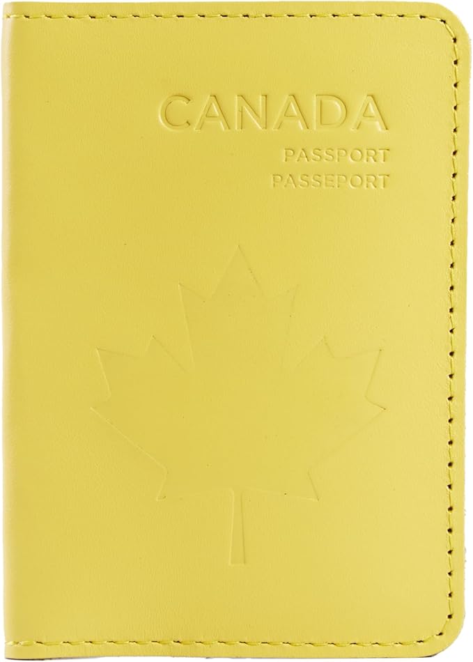 INCARNE Passport Cover - Travel Passport Wallet - Leather Passport Holder for Men Women Family with Card Slots & Note Compartmen - Sleeve Protector - Genuine Leather - Classic Yellow