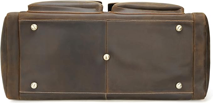 Polare 26" Full Grain Cowhide Leather Large Duffle Weekender Overnight Travel Duffel Bag For Men 62L