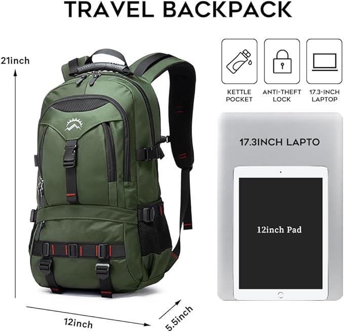 KAKA Travel Backpack Fight Approved with 17.3 inch Laptop Lackpack Compartment Outdoor Duffle Bag for men and women