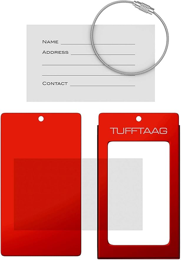 TUFFTAAG Luggage Tags Business Card Holder - Durable Travel ID Bag Tag in Gunmetal, Perfect for Suitcases, Backpacks, and Carry-Ons, 2 Tags