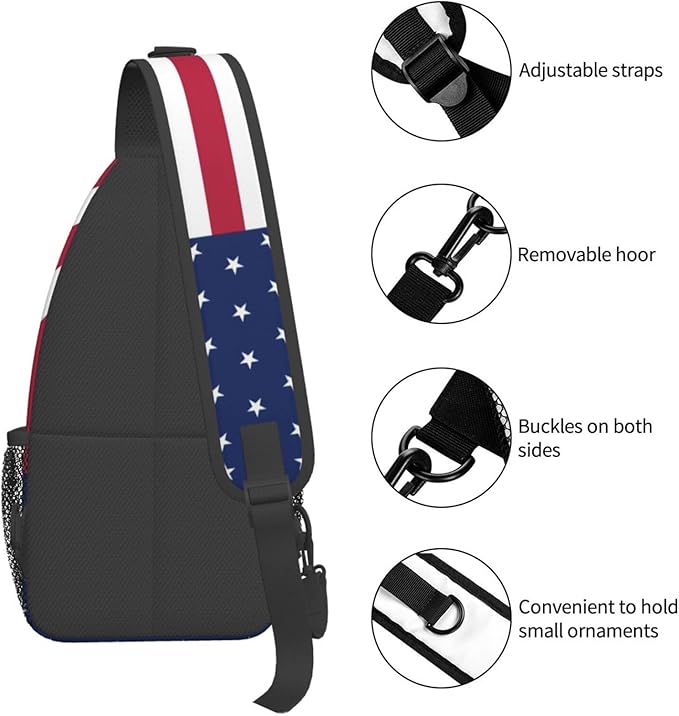 American Flag Sling Bag Multipurpose Crossbody Sling Backpack Travel Cycling Hiking Shoulder Bag For Women Men