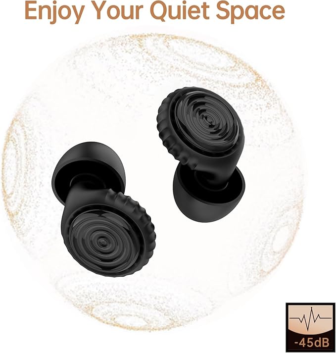 45dB Noise Cancelling Ear Plugs for Sleeping & Noise Reduction - Reusable Noise-Reducing Earplugs for Snoring, Concerts, Work & Side Sleepers(Black)