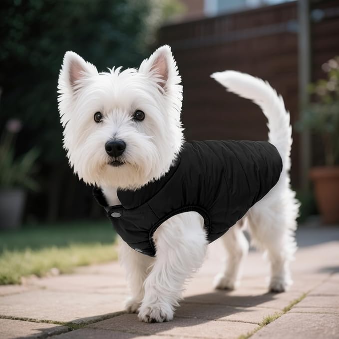 ASENKU Windproof Dog Winter Coat Waterproof Fleece Jacket Cold Weather Pet Apparel for Small Medium Large Dogs (Black, M)