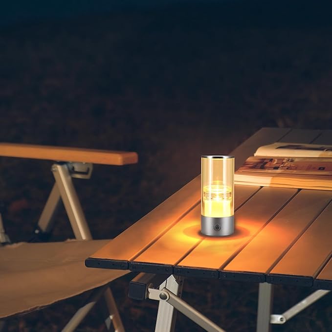 Small Camping Lights,Rechargeable Camping Light,Color Temperature Adjustment Mini Camping Lantern,Portable Camping Lamp with SOS Mode (Silver)