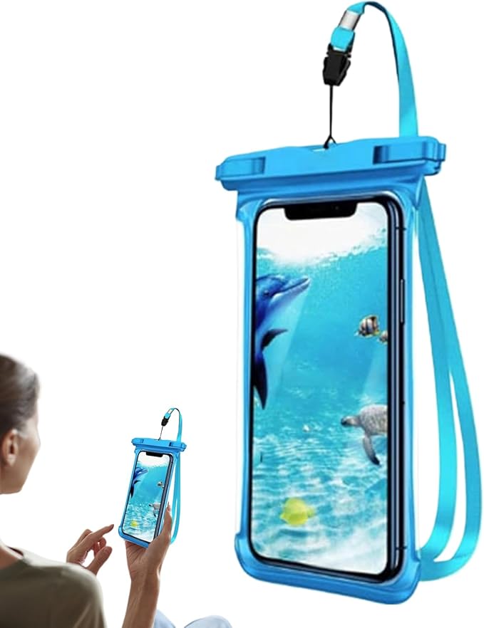 Waterproof Phone Pouch – Clear Floating Touchscreen Bag for Travel Vacation Hiking Cruise Swimming Snorkeling Kayaking, and Outdoor Activities, Lightweight Dustproof Protective. 6.8-Inch