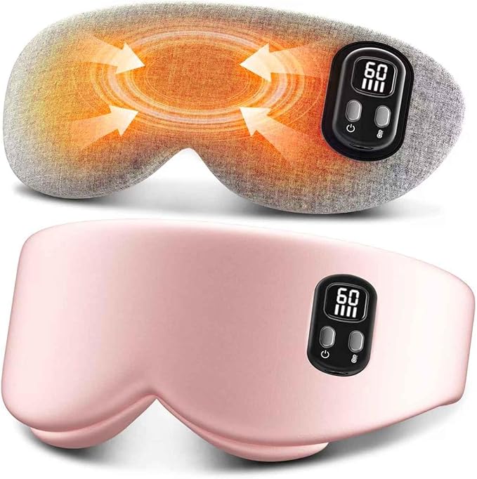 Heated Eye Mask - Cordless Eye Mask for Dry Eyes, Eye Relief, Improved Sleep, Timed Shutdown, 4 Temperature, Washable Eye Heating Pad for Travel, Christmas Gifts for Women Men - Pink