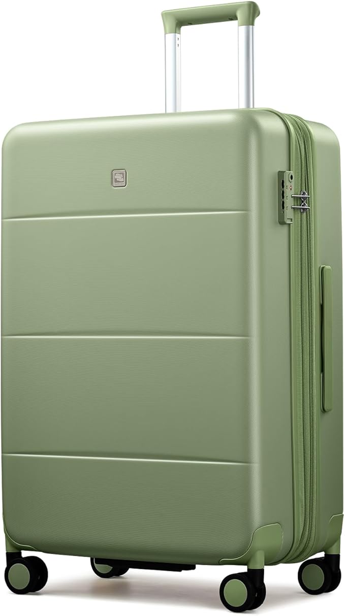 Hanke Expandable 26 Inch Luggage with Spinner Wheels, Hardside Large Suitcase, All-PC Hard Shell Travel Luggage, TSA Lock, Lightweight Durable Checked-Medium (Bamboo Green, 93L)