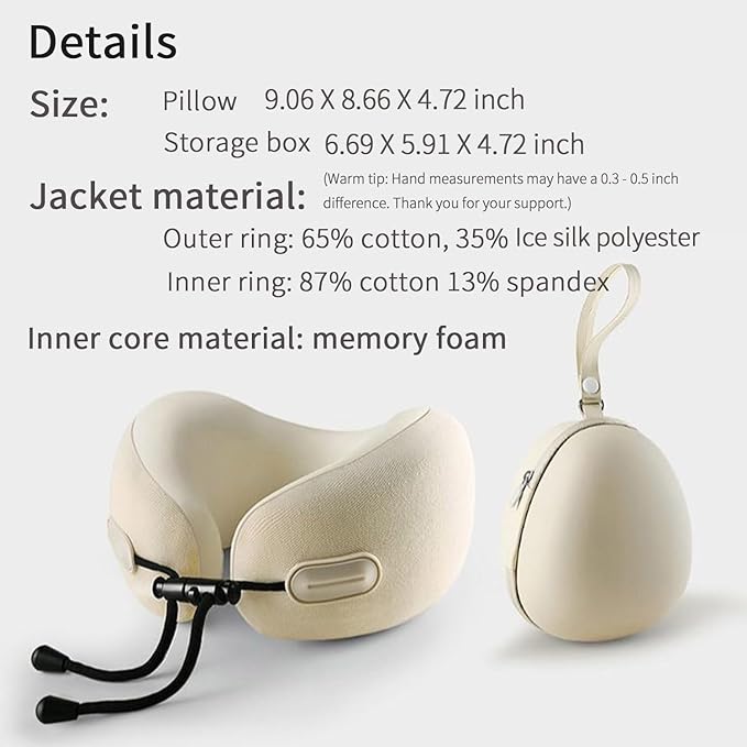 Travel Neck Pillow with Storage case, Travel Airplane Neck Pillow, 100% Memory Foam Travel Pillow, Suitable for Flight Head Support and Sleep, Portable, a Birthday Gift for Family and Friends