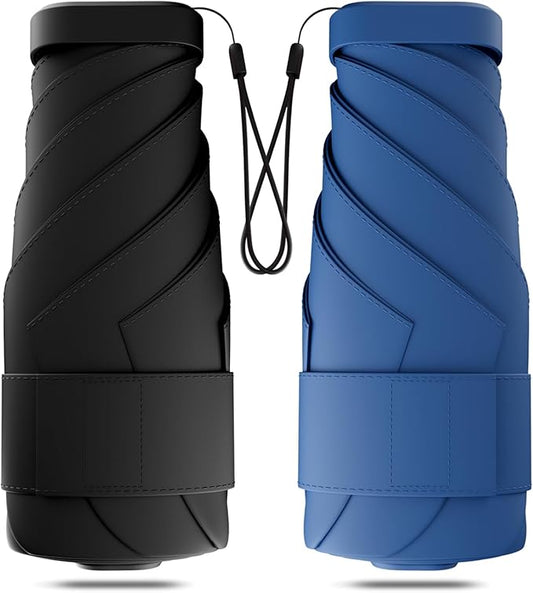 Windproof Mini Travel Folding Umbrella - UPF 50+ Sun & Rain Protection, Small Compact Lightweight Design Fits in Pocket or Bag, Eco-Friendly Fabric Wallet Umbrella for Commuter, Men Women Boys Girls