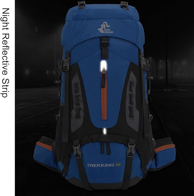 Bseash 60L Hiking Camping Backpack with Rain Cover, Waterproof Large Capacity Outdoor Sport Travel Daypack Climbing Touring (Gray)