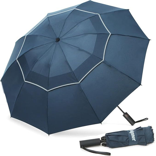 62/54/46 Inch Umbrellas for Rain Large Travel Compact Golf Umbrella Inverted Windproof Double Canopy 10 Ribs Automatic Open/Close UPF50+ Sun UV Protection