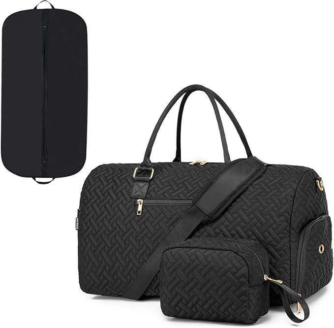 Duffle Bag for Travel, Weekender Bag with Shoe Compartment, Carry On Overnight Bag for Women with Toiletry Bag, Gym Bag with Wet Pocket, Hospital Bags for Labor and Delivery Beige