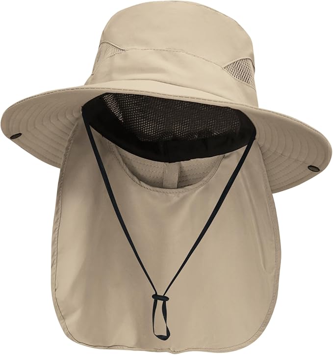 NPJY Sun Fishing Hats with Neck Flap for Men Women UV Sun Protection Bucket Hat