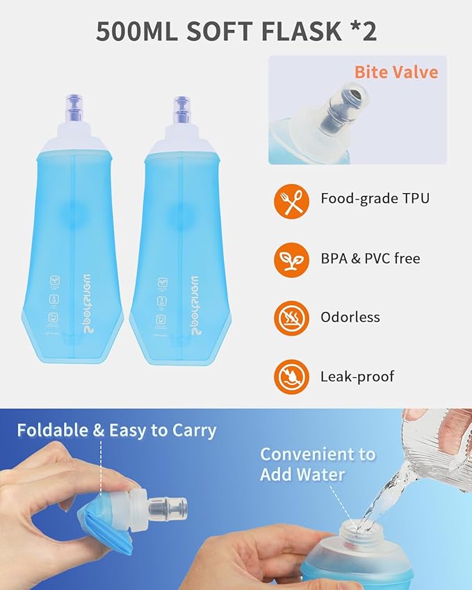 Sportsnew Running Vest for Women Men, Lightweight 10L Hydration Backpack with Waterproof Phone Pocket, Hydration Pack with Water Bladder for Hiking Trail