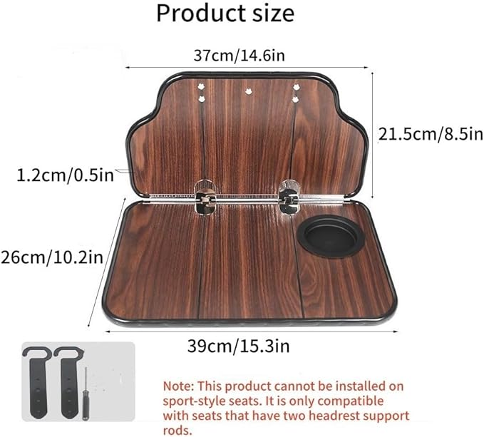 Folding Wood Car Back Seat Food Tray Table, Multi-Functional Car Seat desk for Eating, Working, Writing, Traveling(Natural)