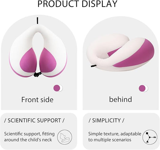 MOOB Travel Pillow for Kids, Traveling Gifts for Toddler & Children U-Shape Car Seat Head Travel Neck Pillow, Kids Neck Pillow for Car Headrest Purple