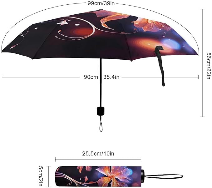 Portable High-density carbon steel structure Portable Travel Umbrella Windproof 3‑Fold Smooth Auto Open Compact Protective