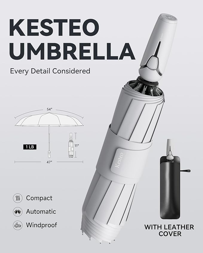 Windproof Travel Umbrella for Rain, Withstand 85MPH Winds, 54 Inch Automatic Reverse Fold Umbrellas Easy Auto Open Close, Portable Compact Umbrella Includes Cover Bag, Perfect for Travel, Car, Commute, Women Men, Backpack