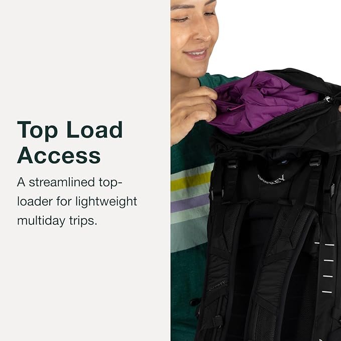 Osprey Tempest 44L Women's Lightweight Hiking Backpack - Daypack for Travel & Camping, Black/Coal Grey, M/L