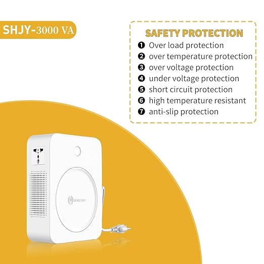 SUNSHUN Step Up Transformer 110v to 220v Converter 3000W Voltage Converter with 2 Outlets Sockets for European and Asian Appliances in USA