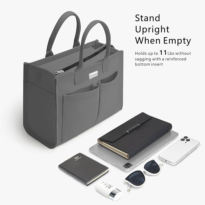 TOPDesign Heavy-Duty Canvas Tote Bag for Women, Adjustable Crossbody/Shoulder Handbag with 9 Pockets, Everything Tote