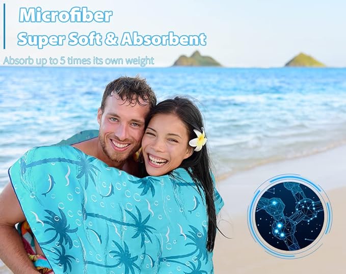 2 Pack Microfiber Lightweight Beach Towel 71"x32" Oversized Extra Large Thin Sand Free Towels Travel Swim Pool Yoga Gym Camping for Adults Women Men Beach Essentials Accessories Vacation Gift