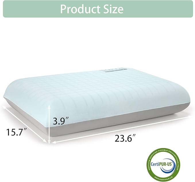 Cooling Memory Foam Pillow 2 Pack, Bed Pillows, Neck Pillow for Sleeping, Memory Foam Pillows for Sleeping Side, Back & Stomach Sleepers, Breathable & Removable Cover, Extra Soft