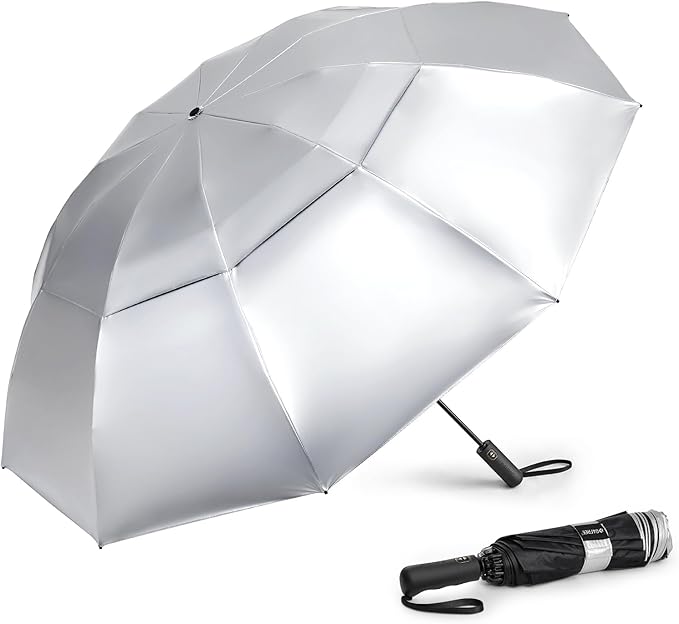 G4Free 42/46/54/62 Inch Large Golf Umbrella Compact Reverse Travel Umbrella 10 Ribs Windproof for Rain Double Canopy Automatic Open Close