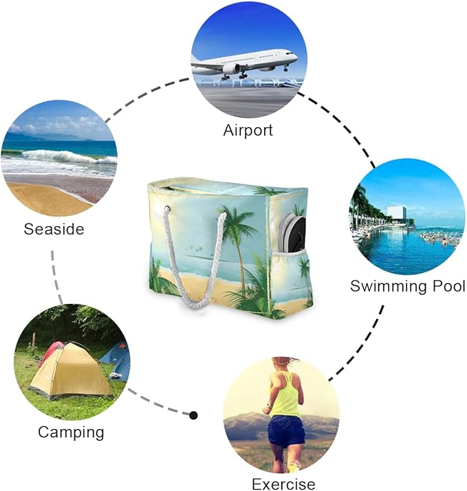 senya Large Beach Shoulder Bags Canvas Tote Water Resistant for Gym Travel Daily