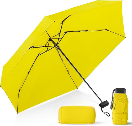 LEAGERA Compact Travel Umbrella with Case - Mini Umbrella for Purse, Small Lightweight &Tiny Design Perfect for Parasol Outdoor Sun&Rain Umbrellas