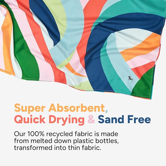 Dock & Bay Beach Towel - Quick Dry, Sand Free - Compact, Lightweight - 100% Recycled - Includes Bag - Fruit Loops - Extra Large (200x90cm, 78x35)