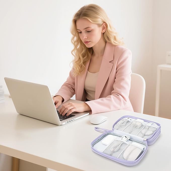 Skycase Tech Pouch - Lightweight Electronics Organizer Travel Case, Double Layers Travel Cable Organizer, All-in-One Storage Bag for Charger, Cord, Phone, Flash Drive, Accessories