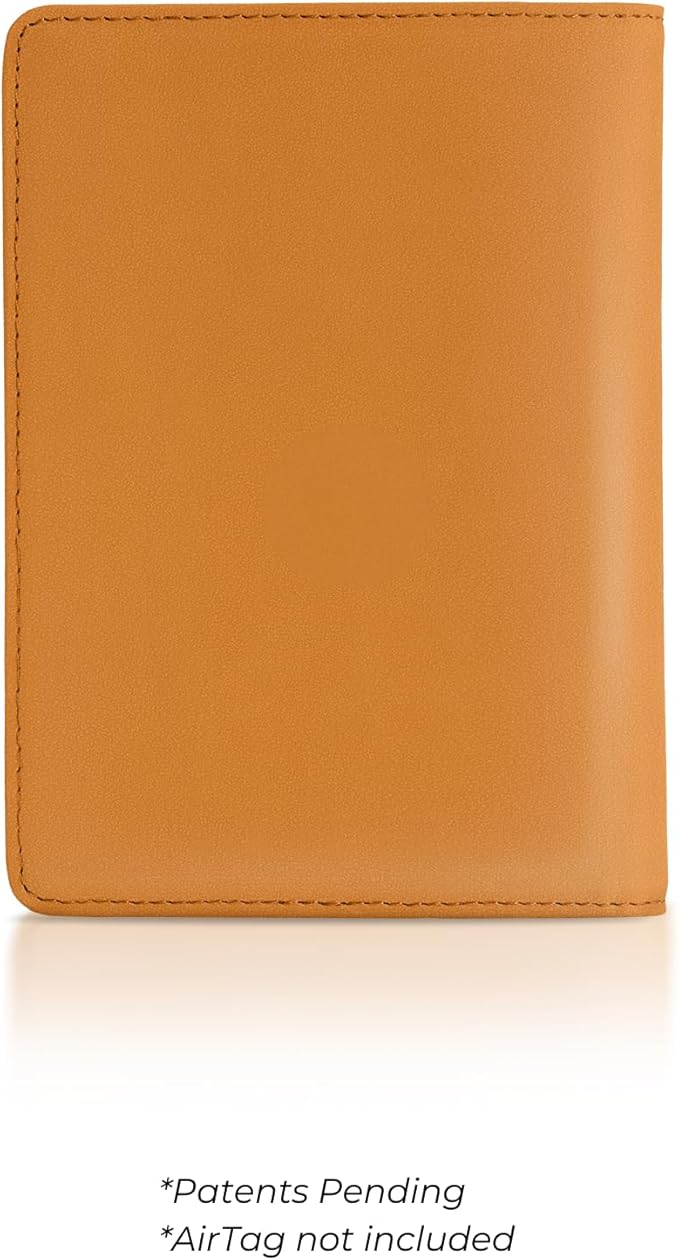 Kings Loot Passport Holder Wallet – RFID Blocking Leather Travel Wallet with Built-in Airtag Holder – Holds 1-6 Cards & Passport – Easy Pull Tab – Slim & Stylish Wallets (Cognac)