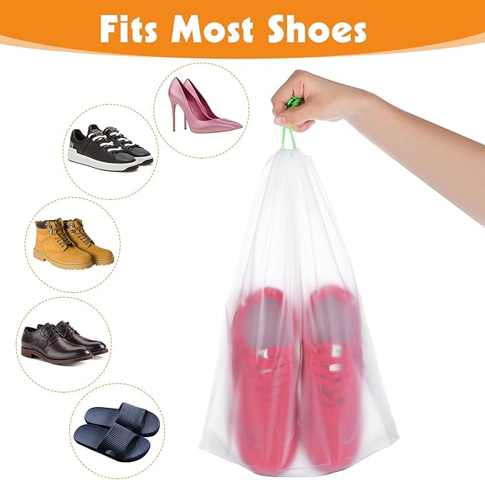 25 Pack Shoe Bags for Travel, 15.7" x 11.8" Large Clear Travel Shoe Bag with Colorful Drawstring Vacation Essentials Cruise Essentials Portable Drawstring Packing for Men & Women